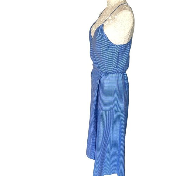 Joie Hepzibah Midi Wrap Dress Womens Size Medium Asymmetric Striped Cotton Voile - Picture 3 of 11